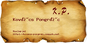 Kovács Pongrác névjegykártya